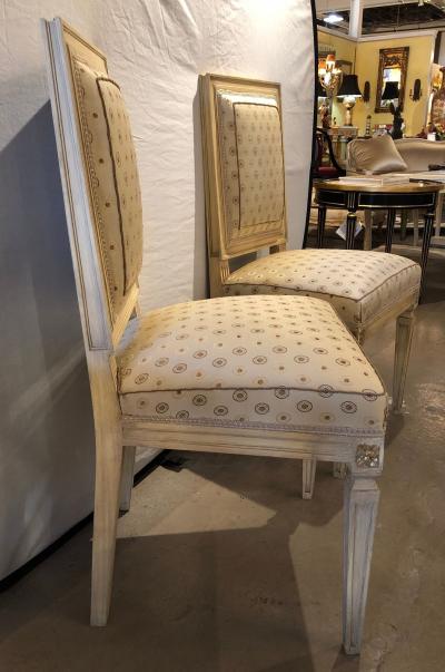 Maison Jansen Set of Five Jansen Style Paint Gilt Louis XVI Style Dining Chairs