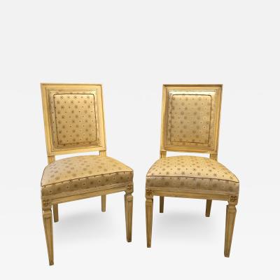 Maison Jansen Set of Five Jansen Style Paint Gilt Louis XVI Style Dining Chairs