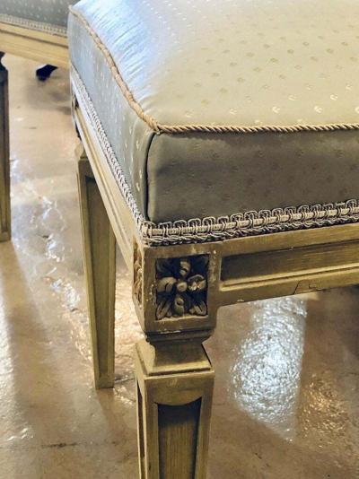 Maison Jansen Set of Six Jansen Style Dining Side Chairs Faux Linen Painted New Upholstery