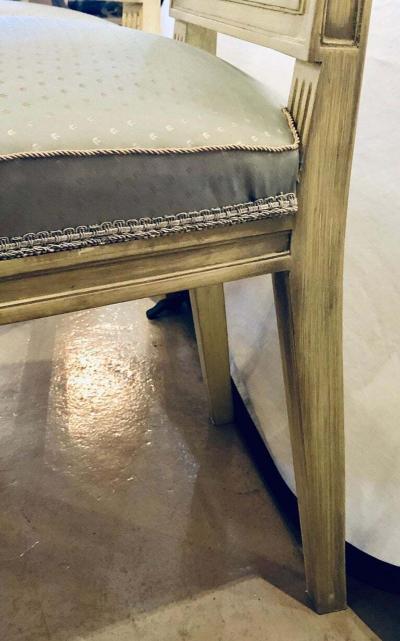 Maison Jansen Set of Six Jansen Style Dining Side Chairs Faux Linen Painted New Upholstery