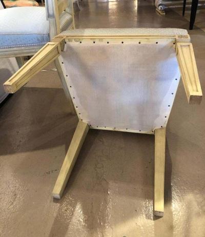 Maison Jansen Set of Six Jansen Style Dining Side Chairs Faux Linen Painted New Upholstery