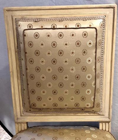 Maison Jansen Set of Ten Jansen Style Paint Decorated Gilt Louis XVI Style Dining Chairs