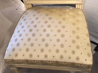 Maison Jansen Set of Ten Jansen Style Paint Decorated Gilt Louis XVI Style Dining Chairs