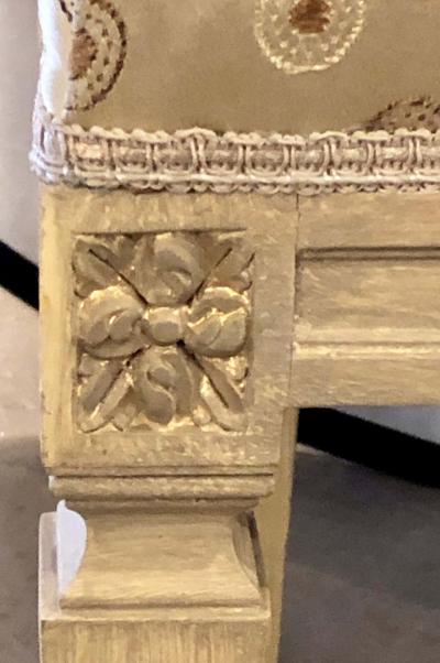 Maison Jansen Set of Ten Jansen Style Paint Decorated Gilt Louis XVI Style Dining Chairs