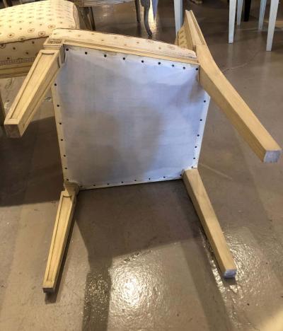 Maison Jansen Set of Ten Jansen Style Paint Decorated Gilt Louis XVI Style Dining Chairs