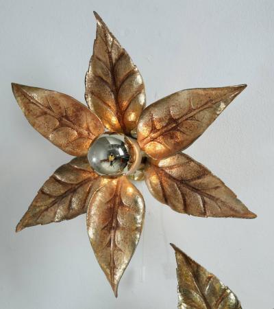 Maison Jansen Set of Three Brass Flower Appliques
