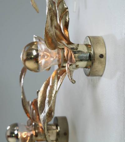 Maison Jansen Set of Three Brass Flower Appliques