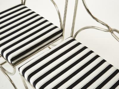 Maison Jansen Set of twelve steel brass velvet curule chairs by Maison Jansen 1960s