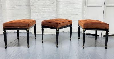 Maison Jansen Signed Three Maison Jansen Tufted Benches