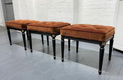 Maison Jansen Signed Three Maison Jansen Tufted Benches