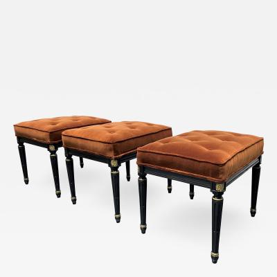 Maison Jansen Signed Three Maison Jansen Tufted Benches