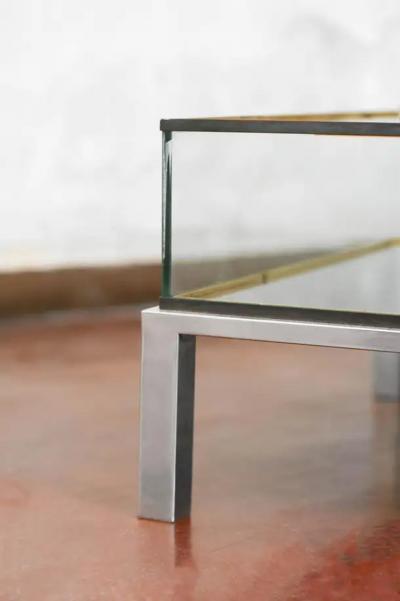 Maison Jansen Sliding Top Table With Shelf And Brass Frame In The Style Of Maison Jansen 70s