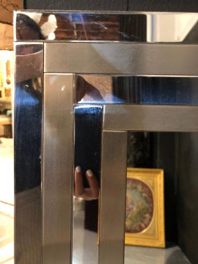 Maison Jansen Steel and Brass Hollywood Regency Wall or Console Mirror Manner of Maison Jansen