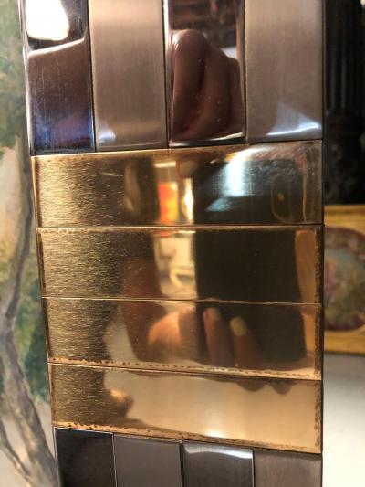 Maison Jansen Steel and Brass Hollywood Regency Wall or Console Mirror Manner of Maison Jansen