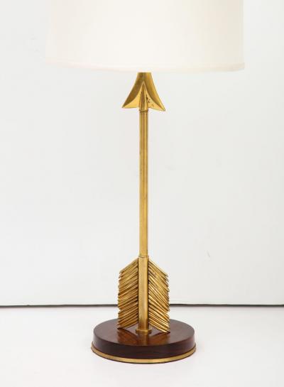 Maison Jansen Style Arrow Bronze and Mahogany Lamps