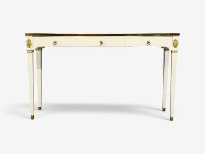 Maison Jansen Style Console Table White Painted Wood Mirror France 1970s