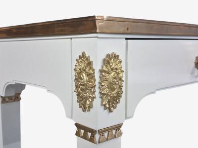 Maison Jansen Style Console Table White Painted Wood Mirror France 1970s
