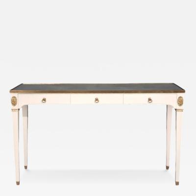 Maison Jansen Style Console Table White Painted Wood Mirror France 1970s
