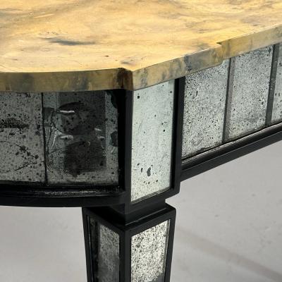 Maison Jansen Style Directoire Demilune Console Table Distressed Mirror