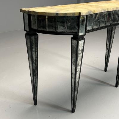 Maison Jansen Style Directoire Demilune Console Table Distressed Mirror