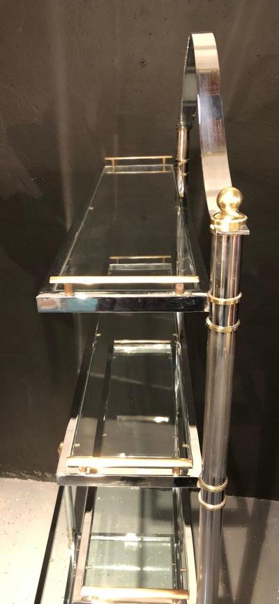 Maison Jansen Style Hollywood Regency tag re Bookcase Brass and Steel Design