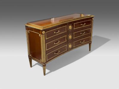 Maison Jansen Style Russian Neoclassical Large Commode Mahogany Bronze
