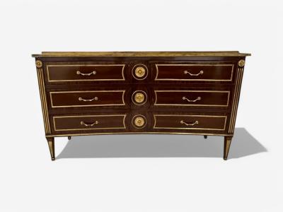 Maison Jansen Style Russian Neoclassical Large Commode Mahogany Bronze