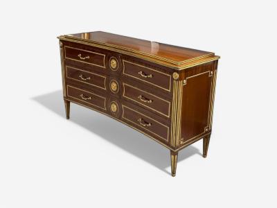 Maison Jansen Style Russian Neoclassical Large Commode Mahogany Bronze