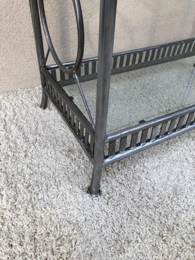 Maison Jansen Tall Etagere Silver Steel Glass Hollywood Regency Maison Jansen Style