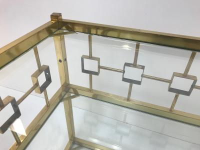 Maison Jansen Three Tier Maison Jansen Style Brass and Glass Coffee Table