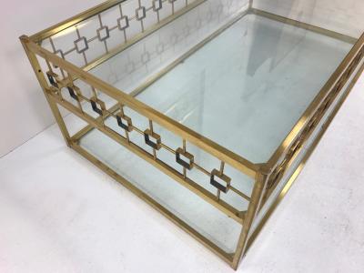 Maison Jansen Three Tier Maison Jansen Style Brass and Glass Coffee Table