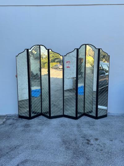 Maison Jansen Two Majestic Hollywood Regency Mirrored Screens Dividers Sold Individually