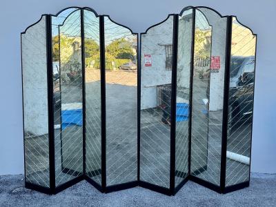 Maison Jansen Two Majestic Hollywood Regency Mirrored Screens Dividers Sold Individually