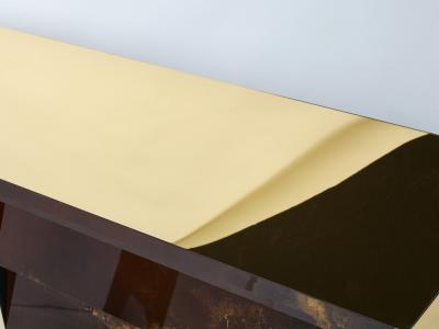 Maison Jansen Unique golden lacquer brass Maison Jansen sideboard commode 1970s