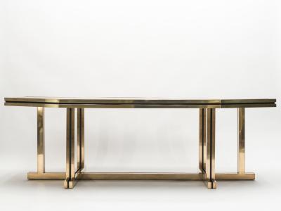 Maison Jansen Unique red lacquer and brass Maison Jansen dining table 1970s