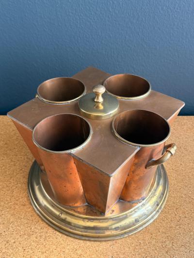 Maison Jansen Victorian Copper and Brass Wine Cooler Four Bottle Design 1970s