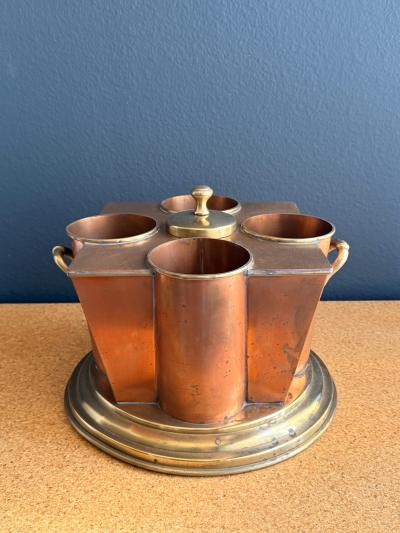 Maison Jansen Victorian Copper and Brass Wine Cooler Four Bottle Design 1970s