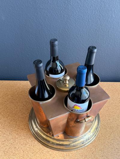 Maison Jansen Victorian Copper and Brass Wine Cooler Four Bottle Design 1970s