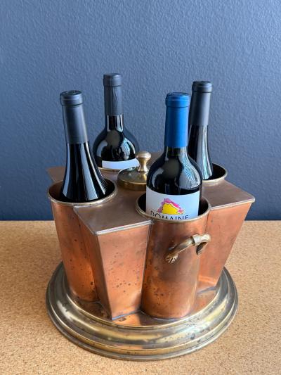 Maison Jansen Victorian Copper and Brass Wine Cooler Four Bottle Design 1970s