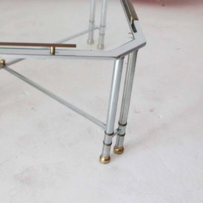 Maison Jansen Vintage Midcentury Maison Jansen Octagon Glass Brass Chrome Table