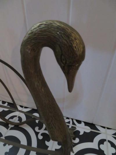 Maison Jansen Whimsical Maison Jansen Italian Swan Magazine Rack Brass Mid Century Modern