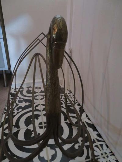 Maison Jansen Whimsical Maison Jansen Italian Swan Magazine Rack Brass Mid Century Modern