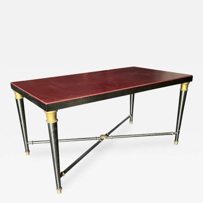 Maison Jansen maison Jansen superb gold bronze cannonball coffee table with red leather top