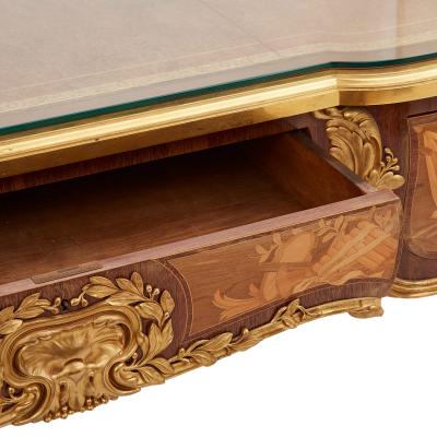 Maison L ger Antique French Louis XV style ormolu mounted marquetry desk by Maison L ger