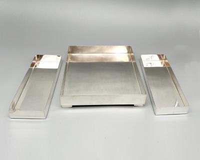 Maison Lancel Three small silver plated trays Edition Lancel Paris France circa 1970