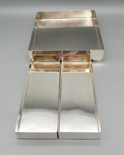 Maison Lancel Three small silver plated trays Edition Lancel Paris France circa 1970