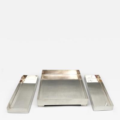 Maison Lancel Three small silver plated trays Edition Lancel Paris France circa 1970