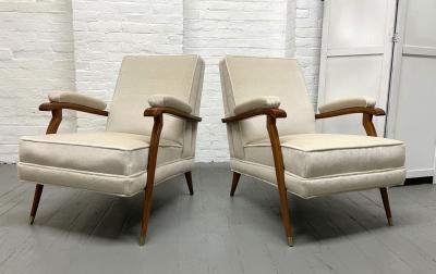 Maison Leleu Maison Leleu Lounge Chairs in Mohair Pair