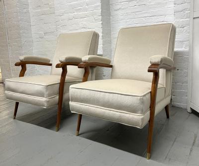 Maison Leleu Maison Leleu Lounge Chairs in Mohair Pair