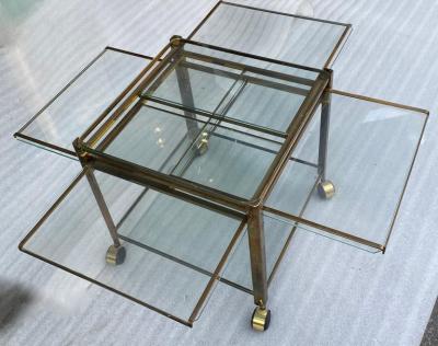Maison Malabert 1970 Jacques Quinet Extensible Rolling Trolley for Malabert from Paris Palace